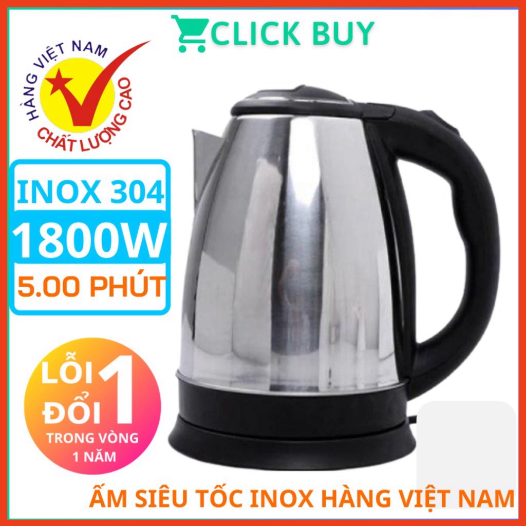 Ấm đun siêu tốc, Bình đun nước siêu tốc 1.8L - Bảo Hành 1 Năm - Ấm đun siêu tốc- An toàn cho mọi gia đình, ấm đun nước siêu tốc, âm nước siêu tốc thái lan, bình đun nước giữ nhiệt