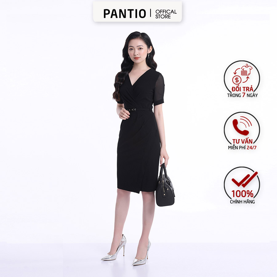 Đầm công sở cổ V kiểu dáng đặc biệt FDC12713 - PANTIO