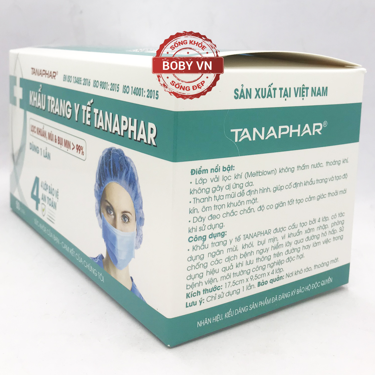 Khẩu trang y tế Tanaphar Plus 4 lớp hộp 50 chiếc - Boby
