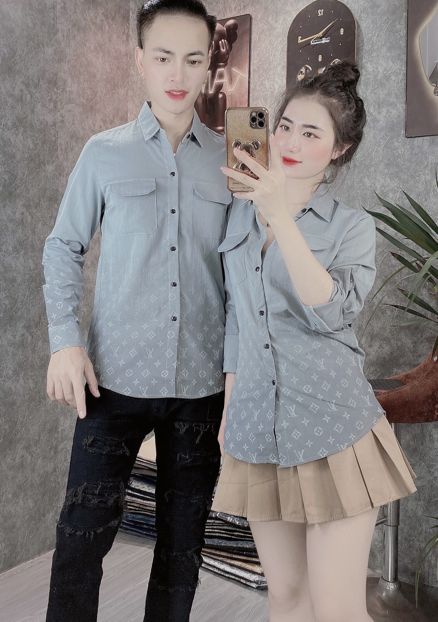 Áo sơmi nam dài tay vải đủi in loang màu thời trang cao cấp hk0222