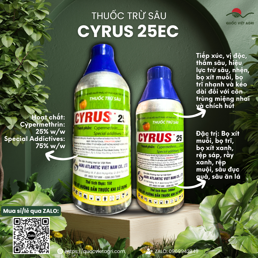 Thuốc trừ sâu CYRUS 25EC (500ml - 1L) - Cypermethrin 25%w/w CHÍNH HÃNG