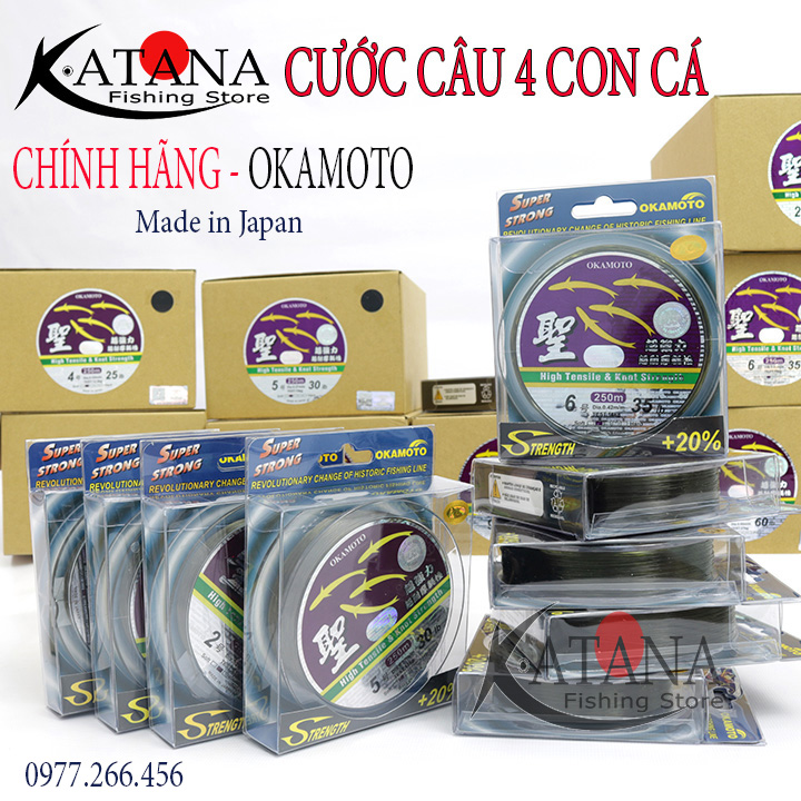 Cước câu okamoto 4 con cá cơm - 125k/1 cuộn - made in japan