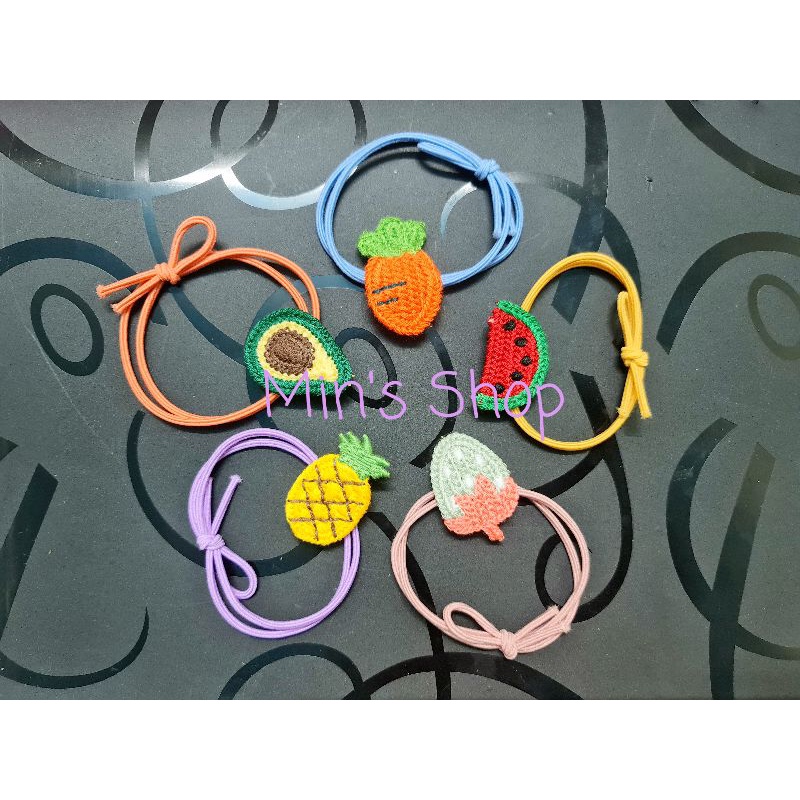 Set 5 dây buộc tóc len trái cây