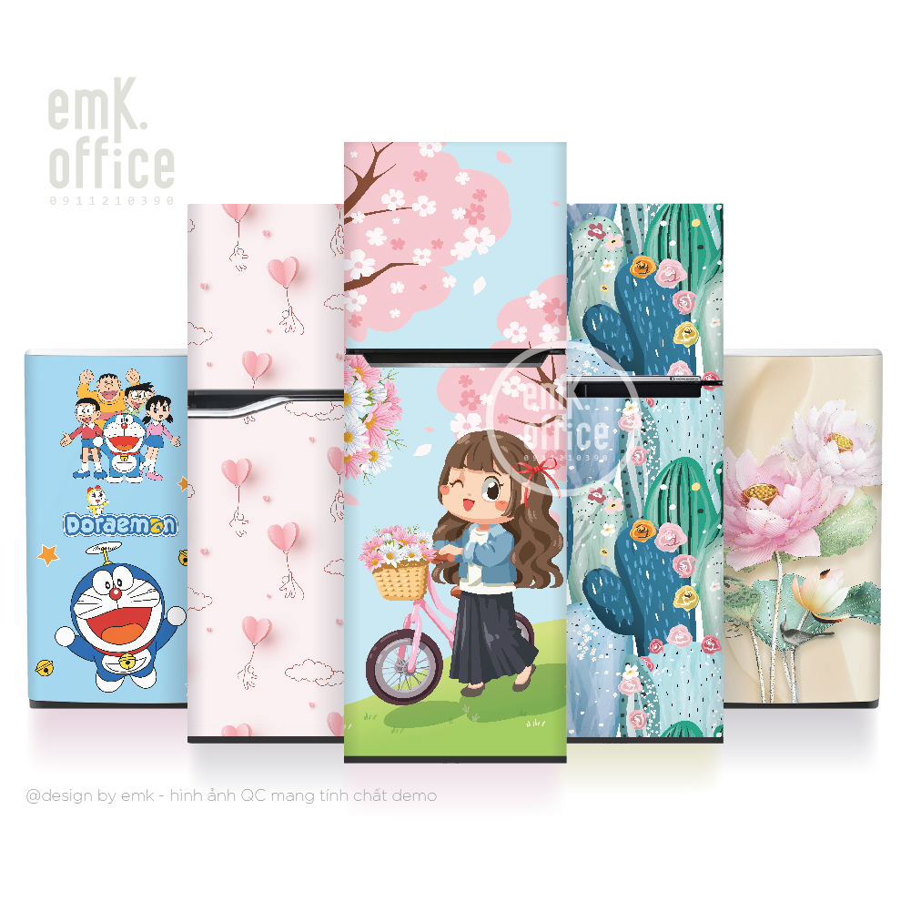Decal dán tủ lạnh, miếng dán tủ lạnh mẫu cute - BO110