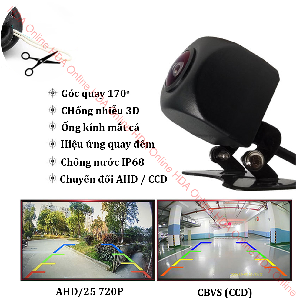 Camera lùi ô tô HQ156 chuyển đổi AHD/CCD