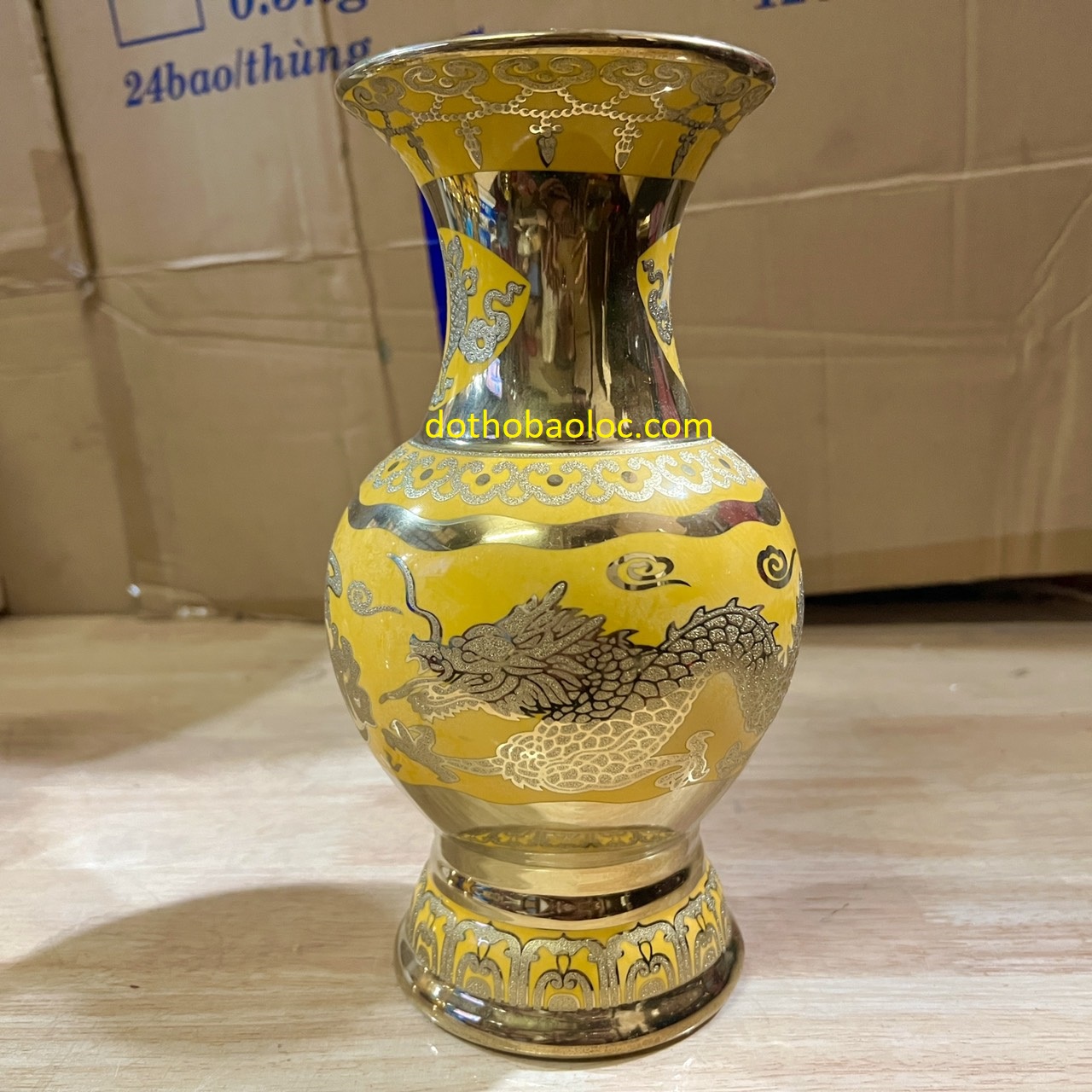 Bình bông sứ màu vàng 3D cao cấp 5 cỡ, bình cắm hoa