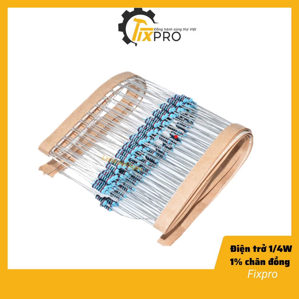 Điện trở vạch 1/4w 0r-10r 1% chân đồng túi 50 con - fixpro