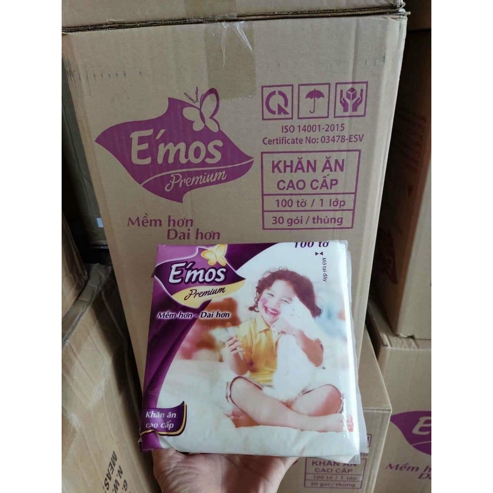 10 gói giấy vuông quốc dân emos 330mm x 330mm loại to 100 tờ