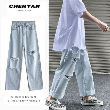 Quần Jean Nam Rách Kiểu Quần Baggy Nam Thời Trang Phong Cách Unisex Phong Cách Trẻ Trung Năng Động