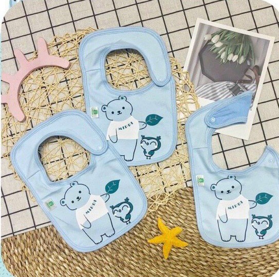 [Chính Hãng] Set 3 yếm vuông sơ sinh cotton cho bé Mipbi