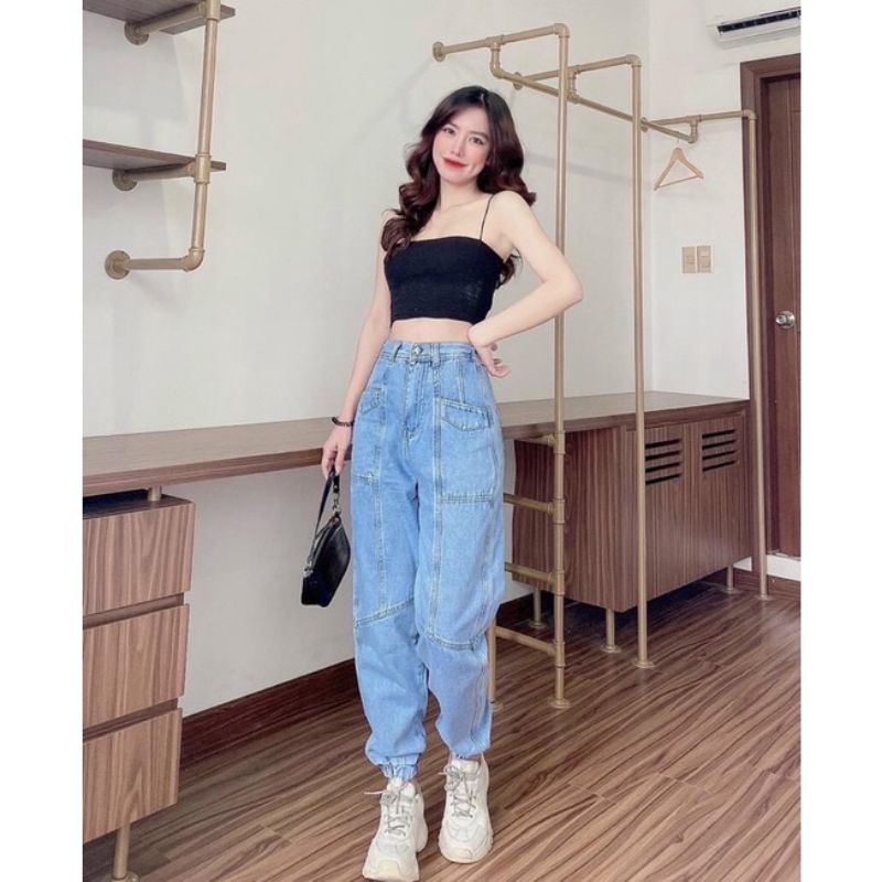 Quần Jeans baggy lưng cao tôn dáng
