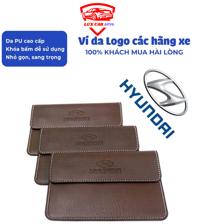 Ví da ô tô, ví đựng giấy tờ xe, ví đựng giấy tờ đăng kiểm logo HYUNDAI