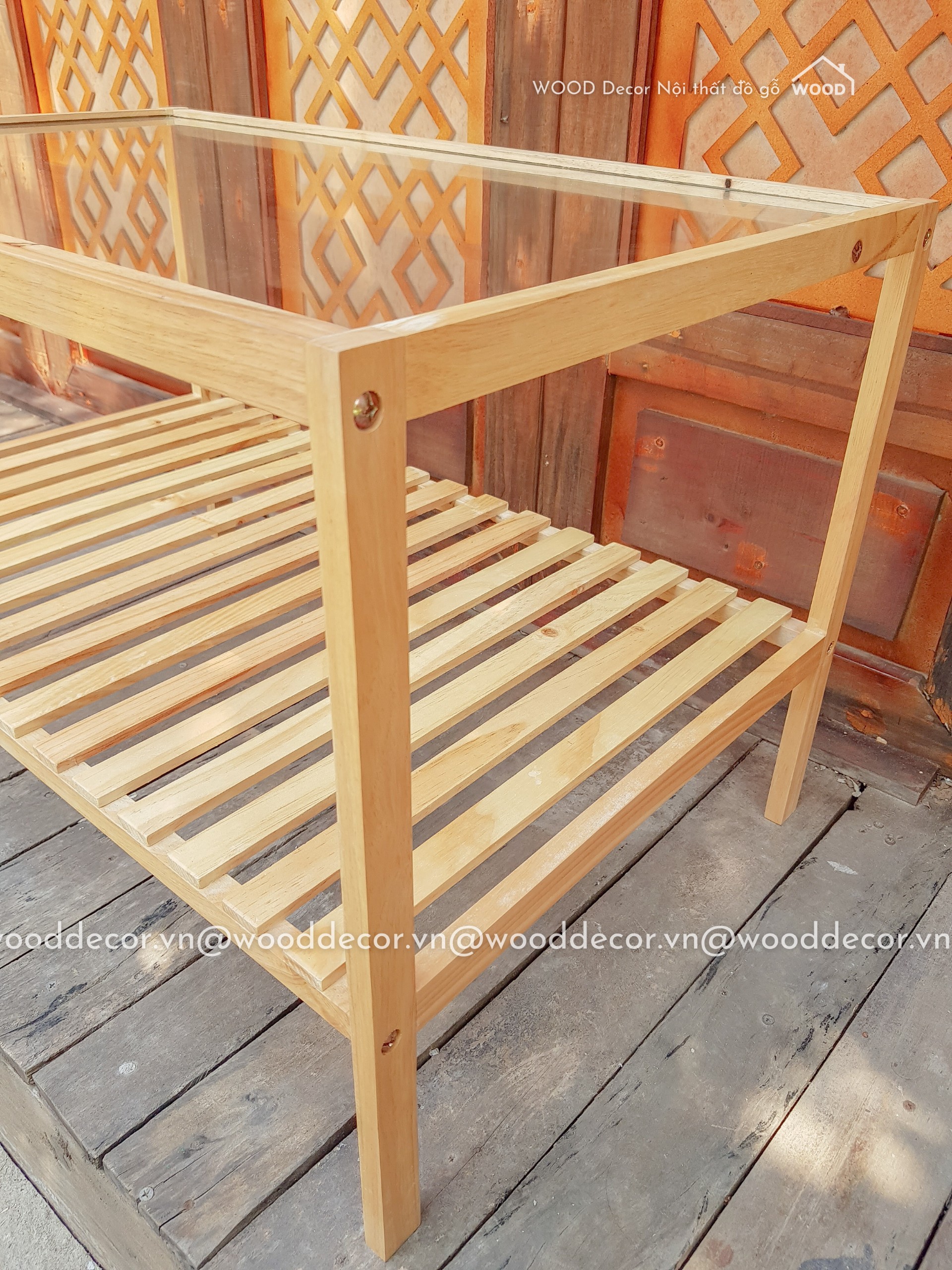 Bàn Sofa gỗ mặt kính