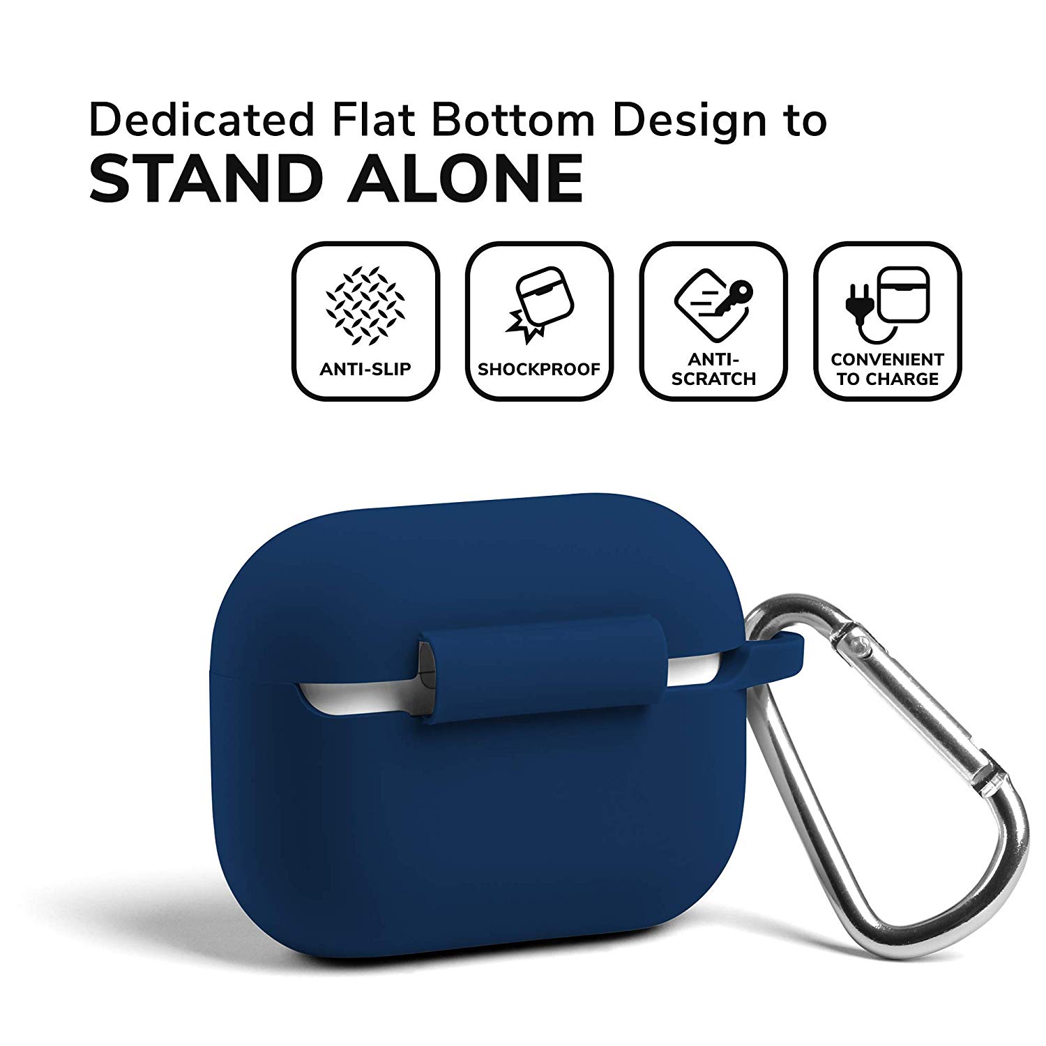 for Airpods 3Pro Case [Front LED Visible] Protective Shockproof Earbuds Wireless Charging Case Cover Skin with Keychain Kit Set 2019 2020 Compatible for AirPods Pro / AirPods 3 (Marine Blue)