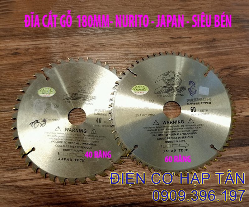 Lưỡi cắt gỗ nurito 180mm 40 – 60 răng - siêu bén