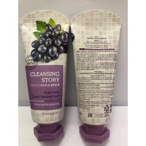 Sữa Rửa Mặt Nho Tím Kwailnara Grape Seed Deep Cleansing Foam 120ml