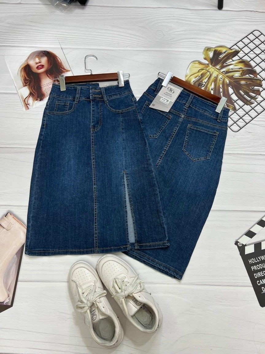 Chân váy XẺ TRƯỚC jean co dãn 4 chiều ,phom dài ,cạp cao siêu hack dáng
