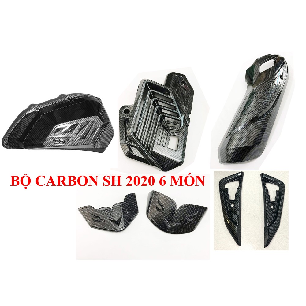 Combo 6 món ốp trang trí xe SH 2020-2023 ( 2 MÀU: TRẮNG CROM- VÂN CARBON )