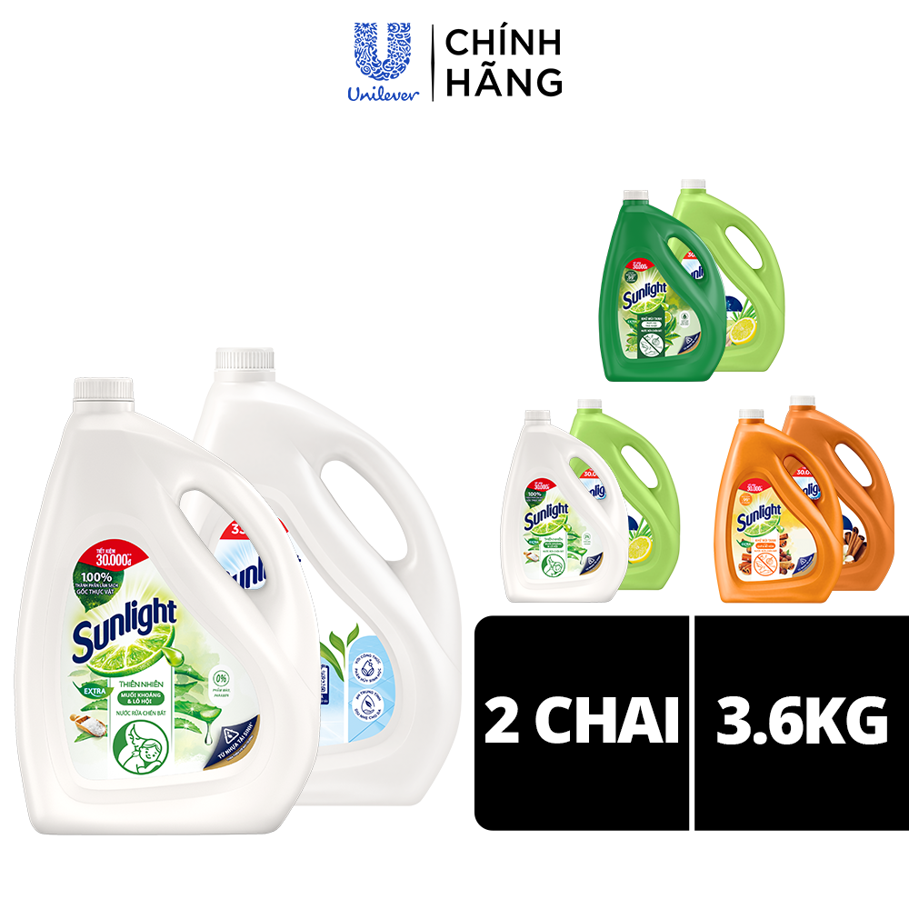 Combo Nước rửa chén + Nước lau sàn Sunlight can 3.5/3,6kg