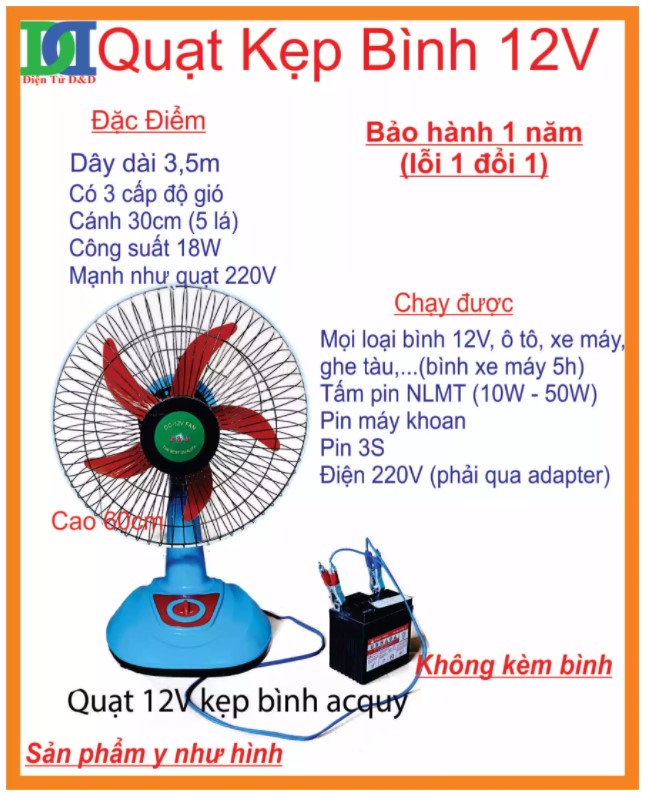 QUẠT KẸP BÌNH 12V
