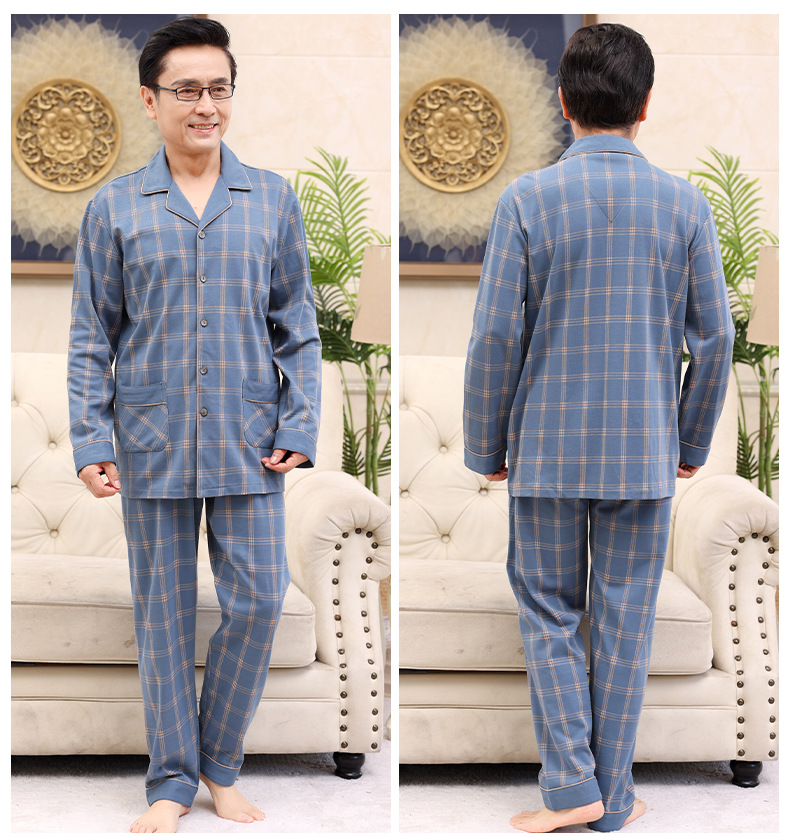 Bộ pyzama vải cho ông già, cotton 100%