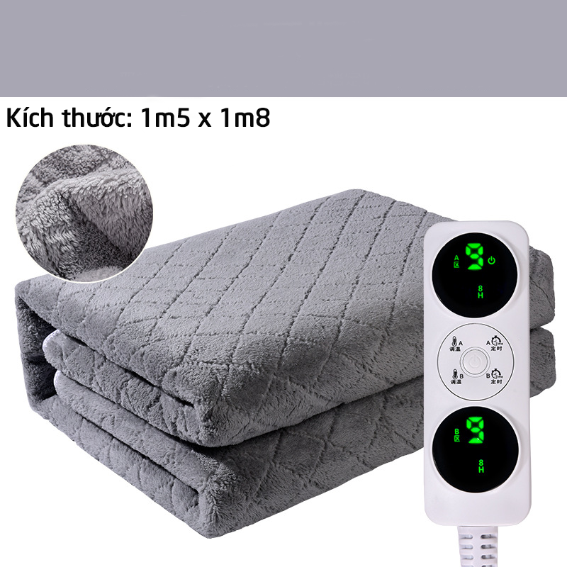 Chăn điện sưởi ấm hai vùng độc lập 180x200cm chỉnh nhiệt độ hẹn giờ, Đệm điện sưởi ấm, Chăn điện hàn quốc, Chăn điện nhật bản