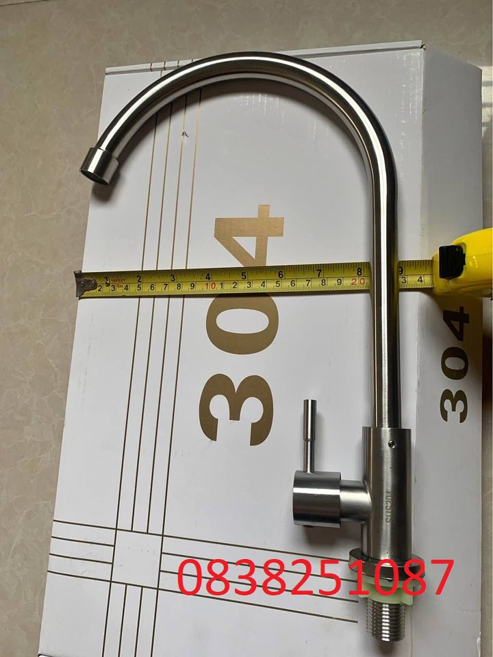 Vòi rửa chén lạnh Inox SUS 304 ống vòi xoay 360 độ sang trái sang phải