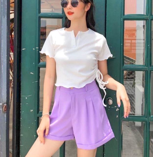 [Mã FASHIONGREEN194 giảm 10% tối đa 30K đơn 99K] Quần sooc nữ gập gấu K002