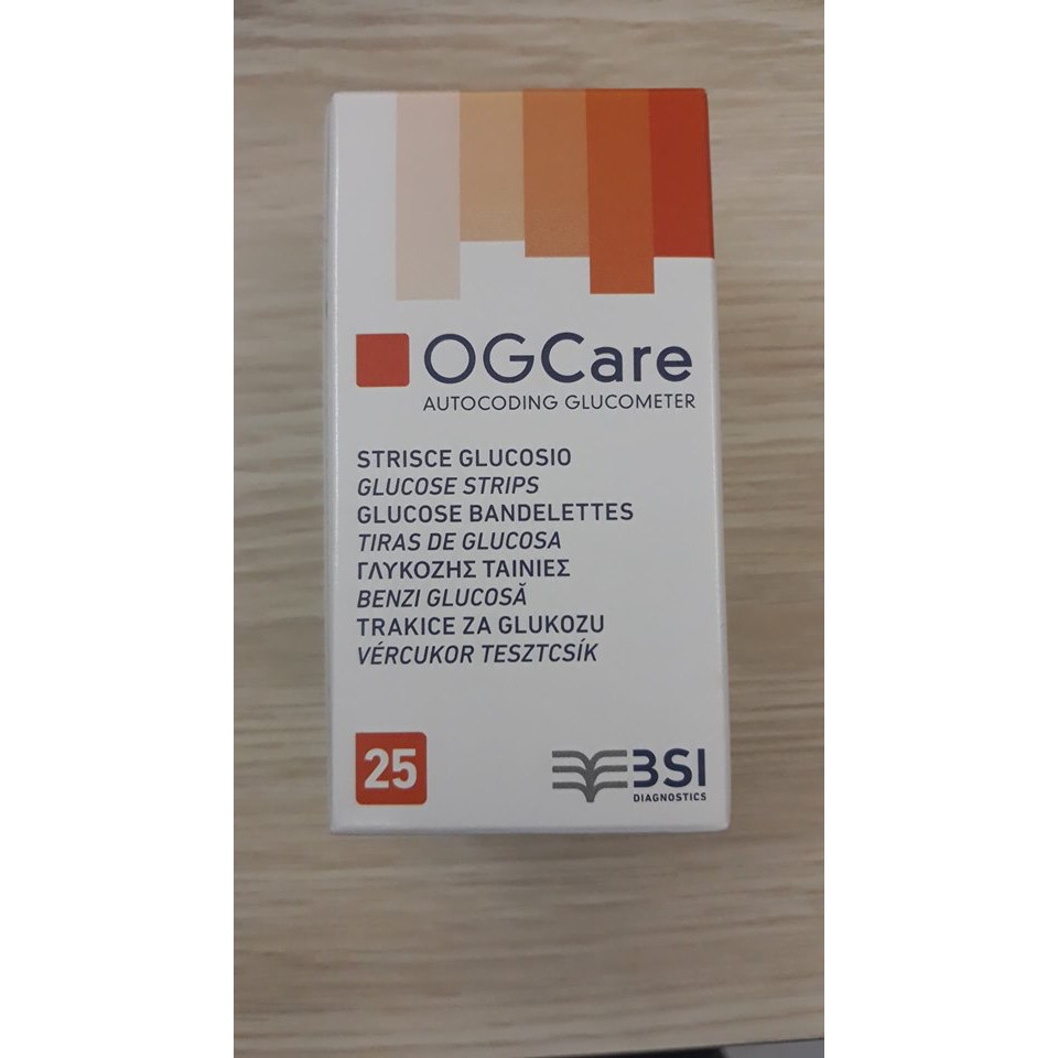 [HCM]Que thử đường huyết OGCARE -Hộp 25 que (Tặng kèm 50 kim lấy máu khi mua từ 2 hộp trở lên)