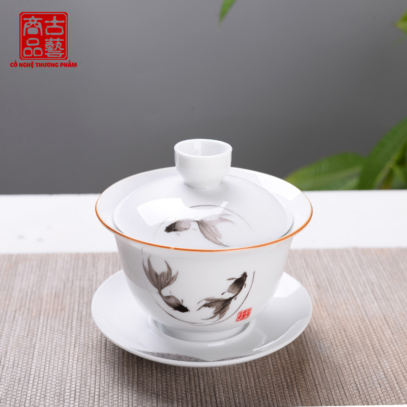 Chén Khải (Tam Tài) Cảnh Đức uống trà tuyệt đẹp