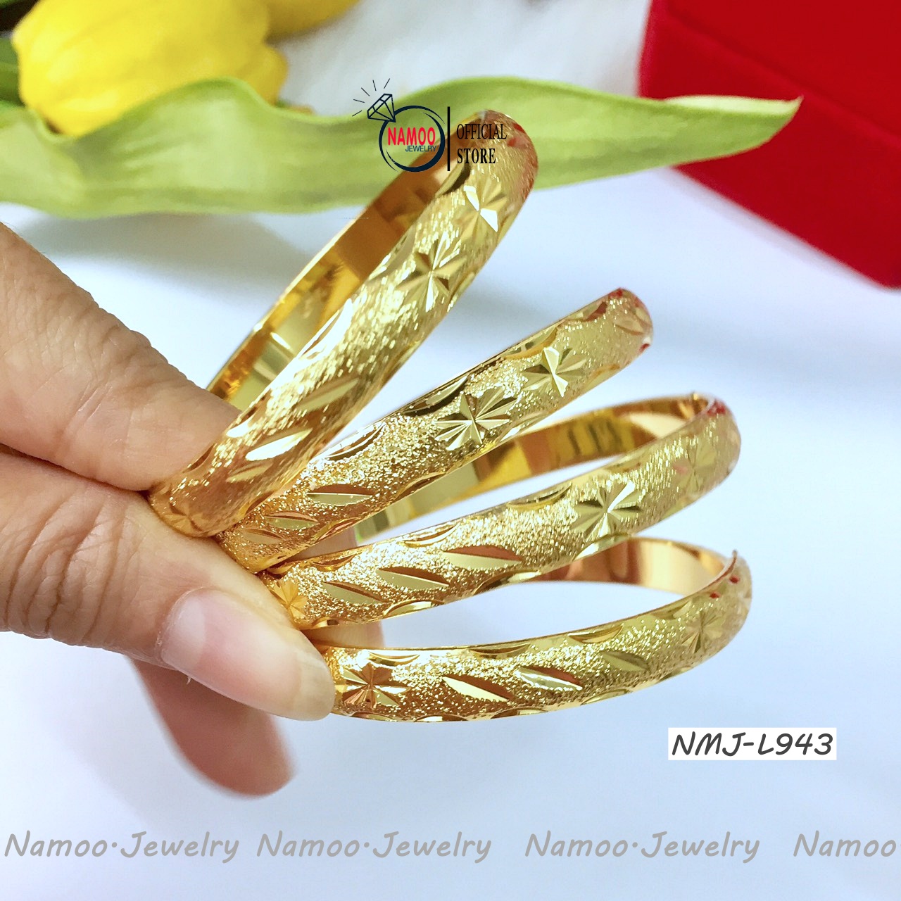 Kiềng Tay Nữ L943 Mạ Vạng Bản 8 ly (1 chiếc)