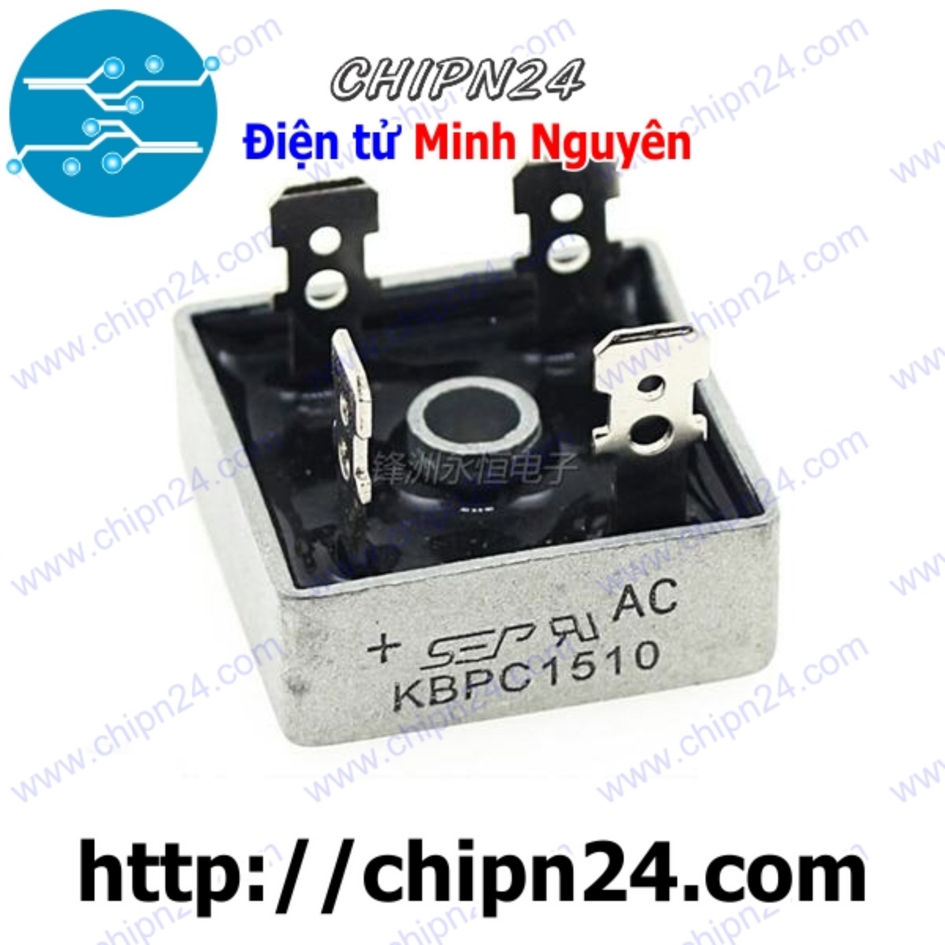 [2 con] (F18.6) Cầu Diode KBPC1510 15A 1000V (15A vuông)