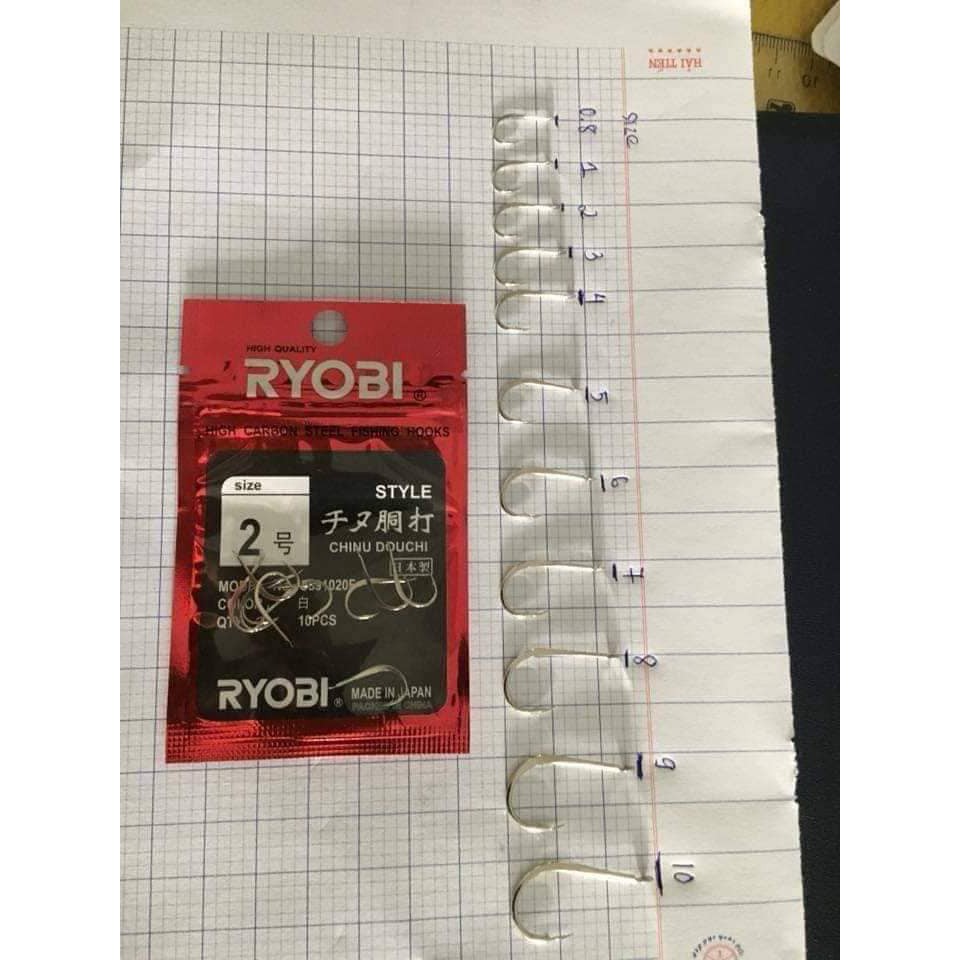 Lưỡi Câu Cá Nhật Bản Ryobi Cao Cấp ⚡Siêu Cứng⚡ Đủ Size ⚡Chất Liệu Thép Không Rỉ