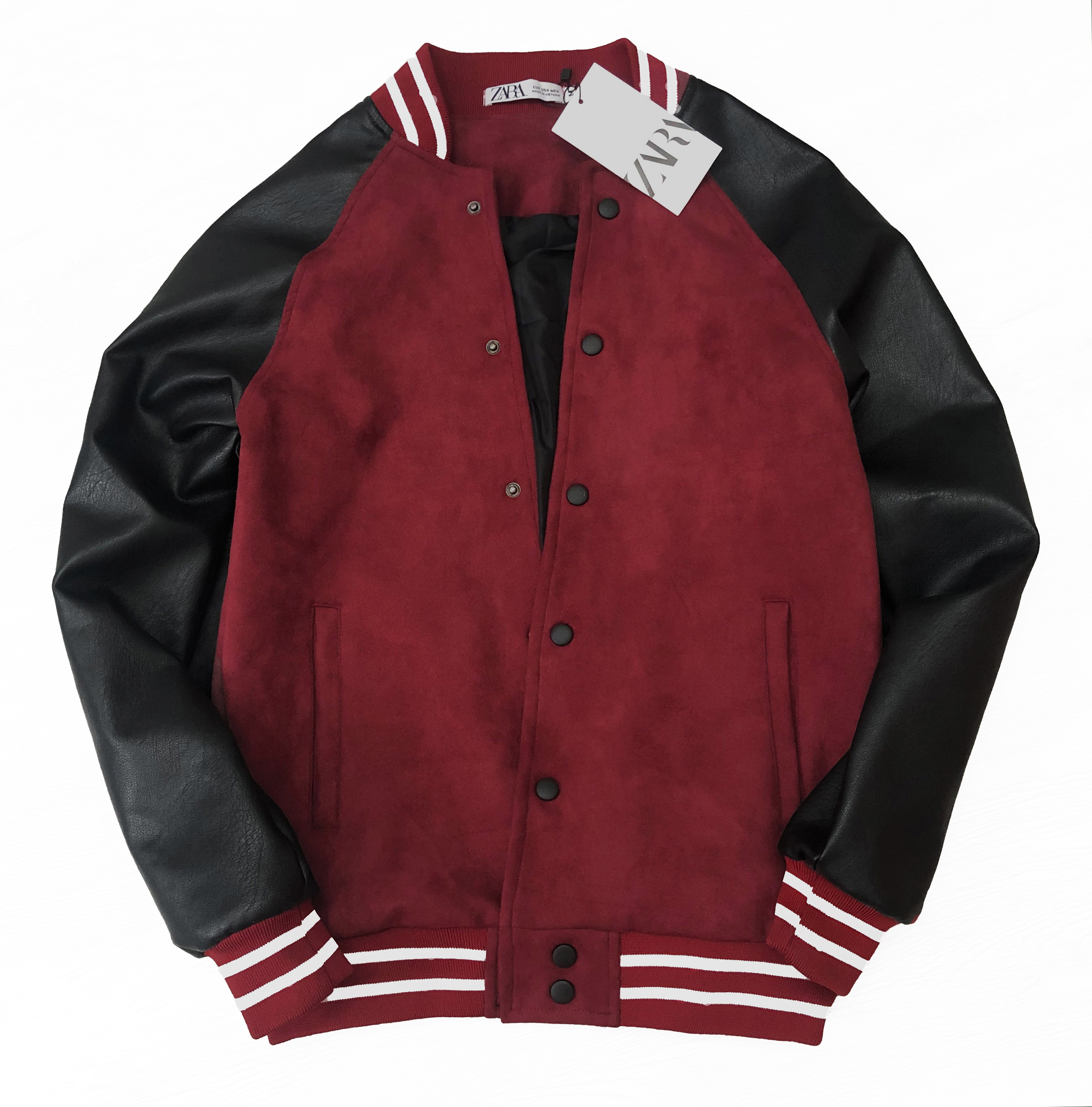 Áo bomber nam, áo khoác bomber da lộn phối day da.