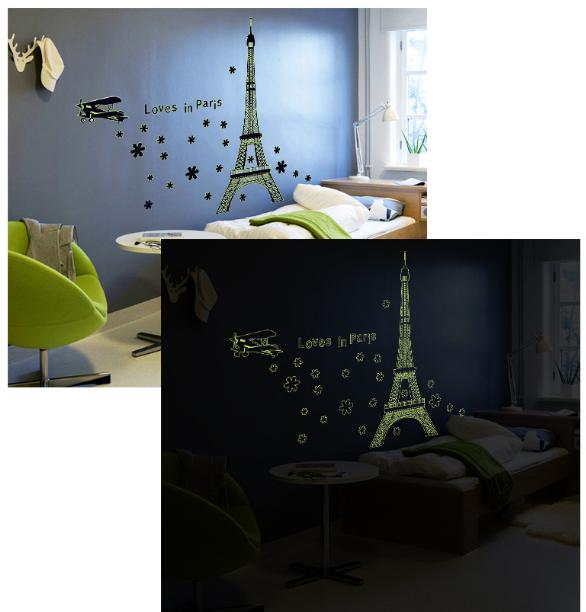 Decal trang trí tường - Tháp Love In Paris DẠ QUANG