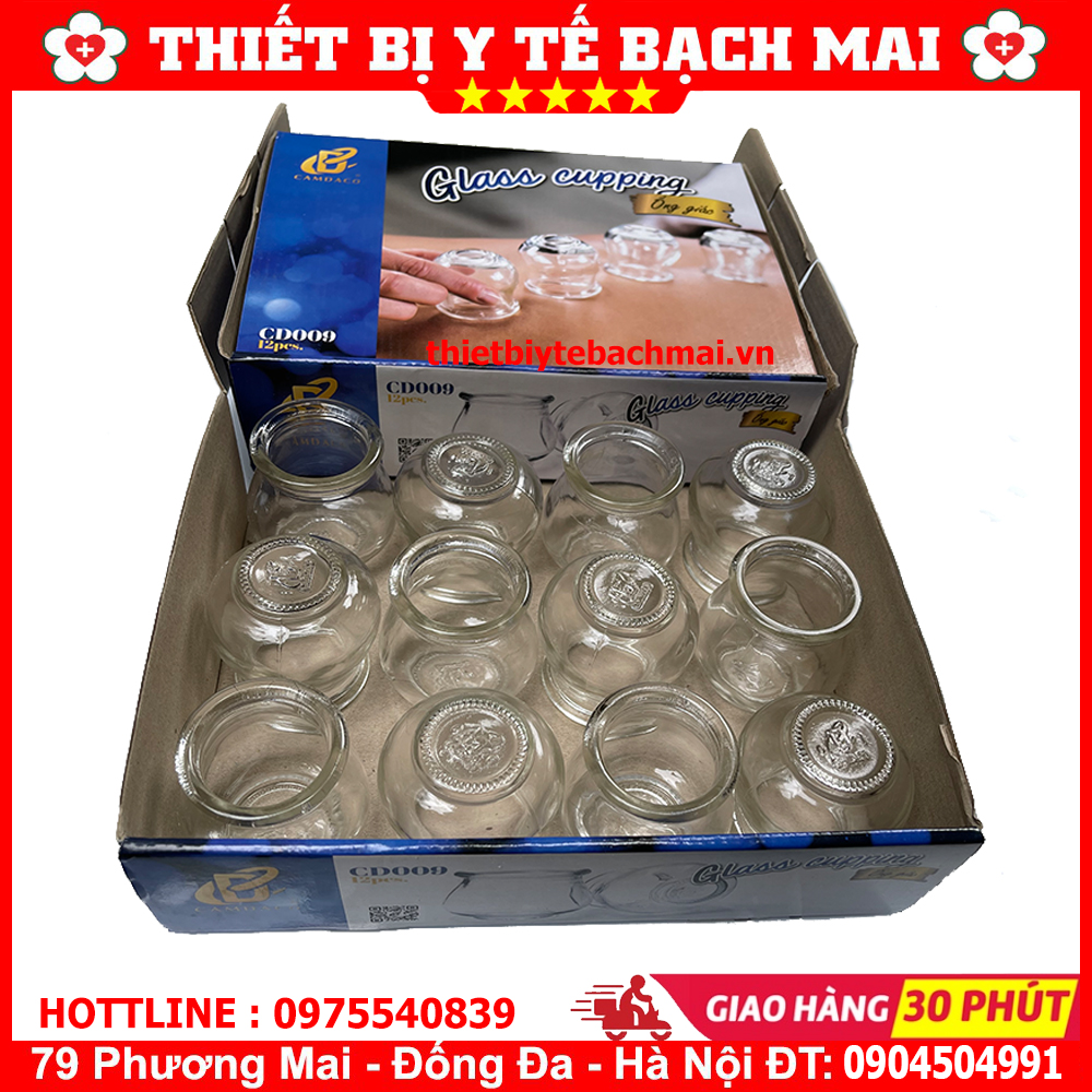 Bộ 12 Ống Giác Hơi Thủy Tinh Kèm Cây Châm Lửa