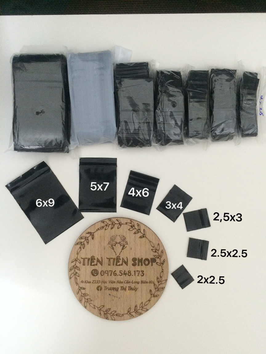 Gói 100c túi zip đen mini chọn size