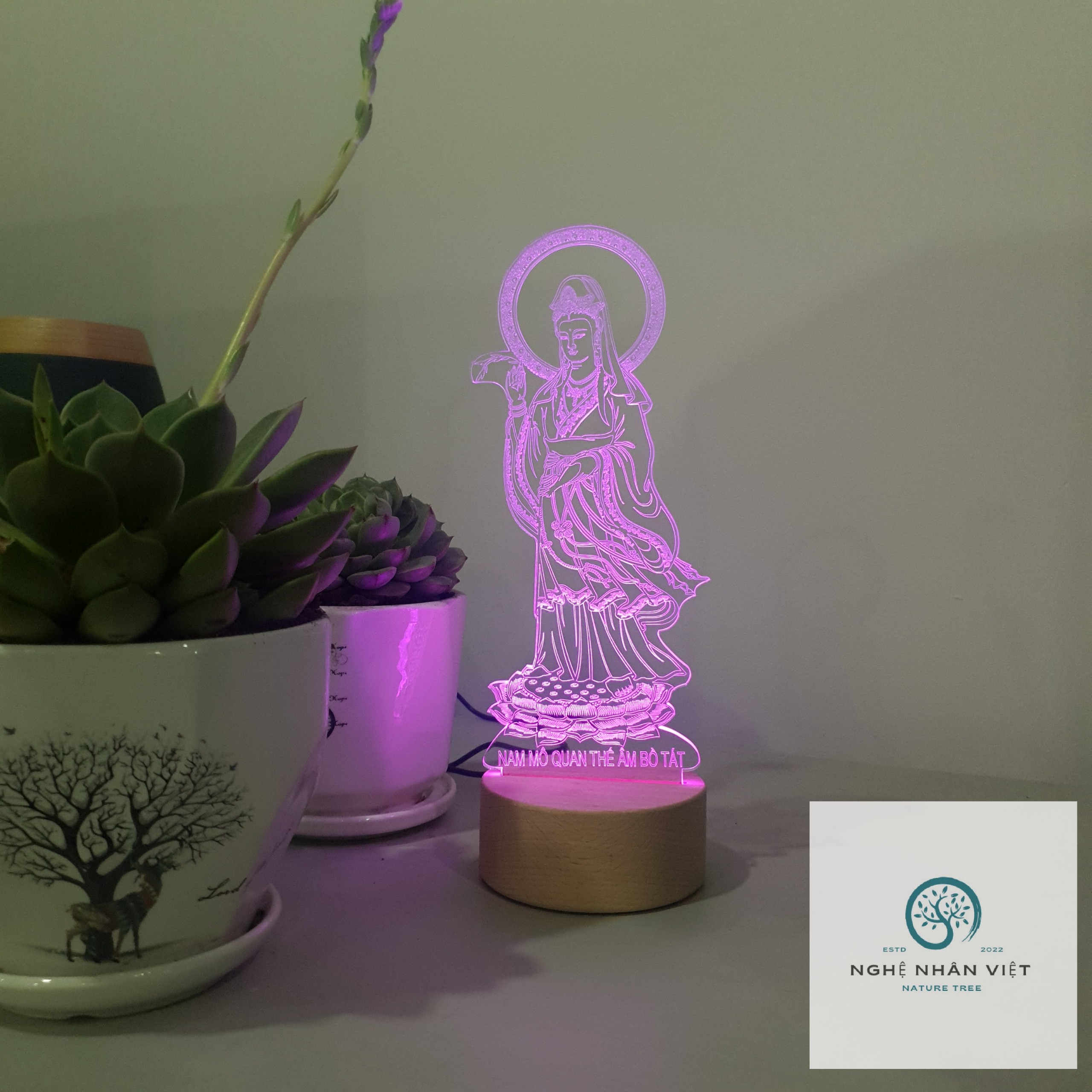 Đèn 3D Decor Quan Âm Bồ Tát Đứng