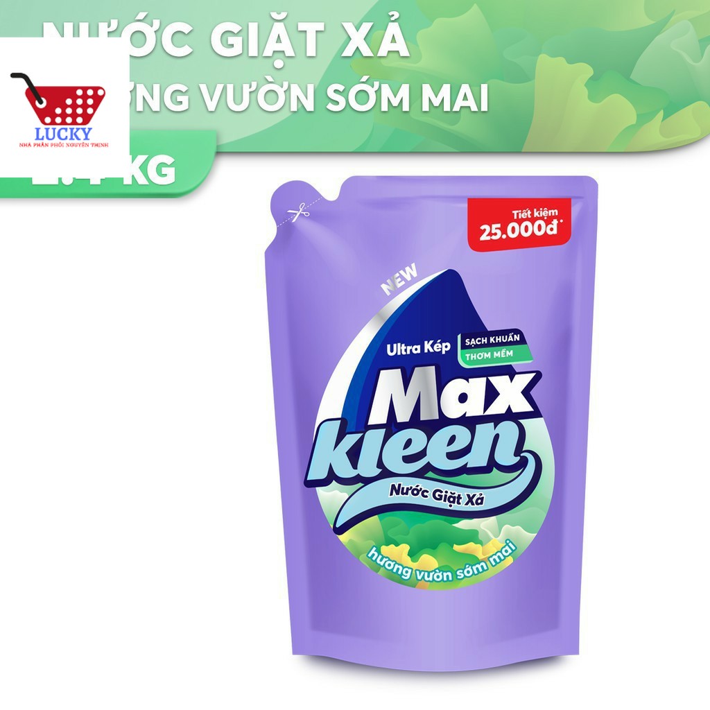 (HCM) Túi Nước Giặt Xả Maxkleen Hương Cam Sả (2.4kg)