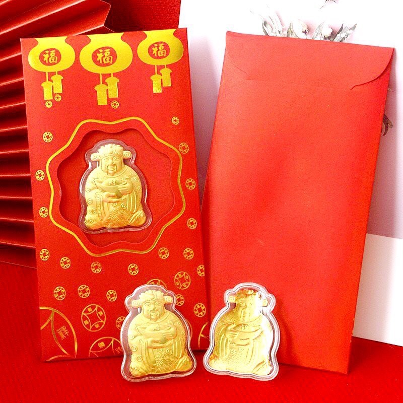 Bao lì xì thần tài mạ vàng 24k