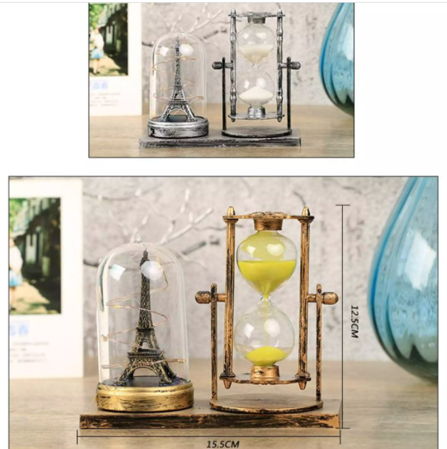 Tháp Eiffel có đèn phát sáng kèm đồng hồ cát Quà tặng, trang trí