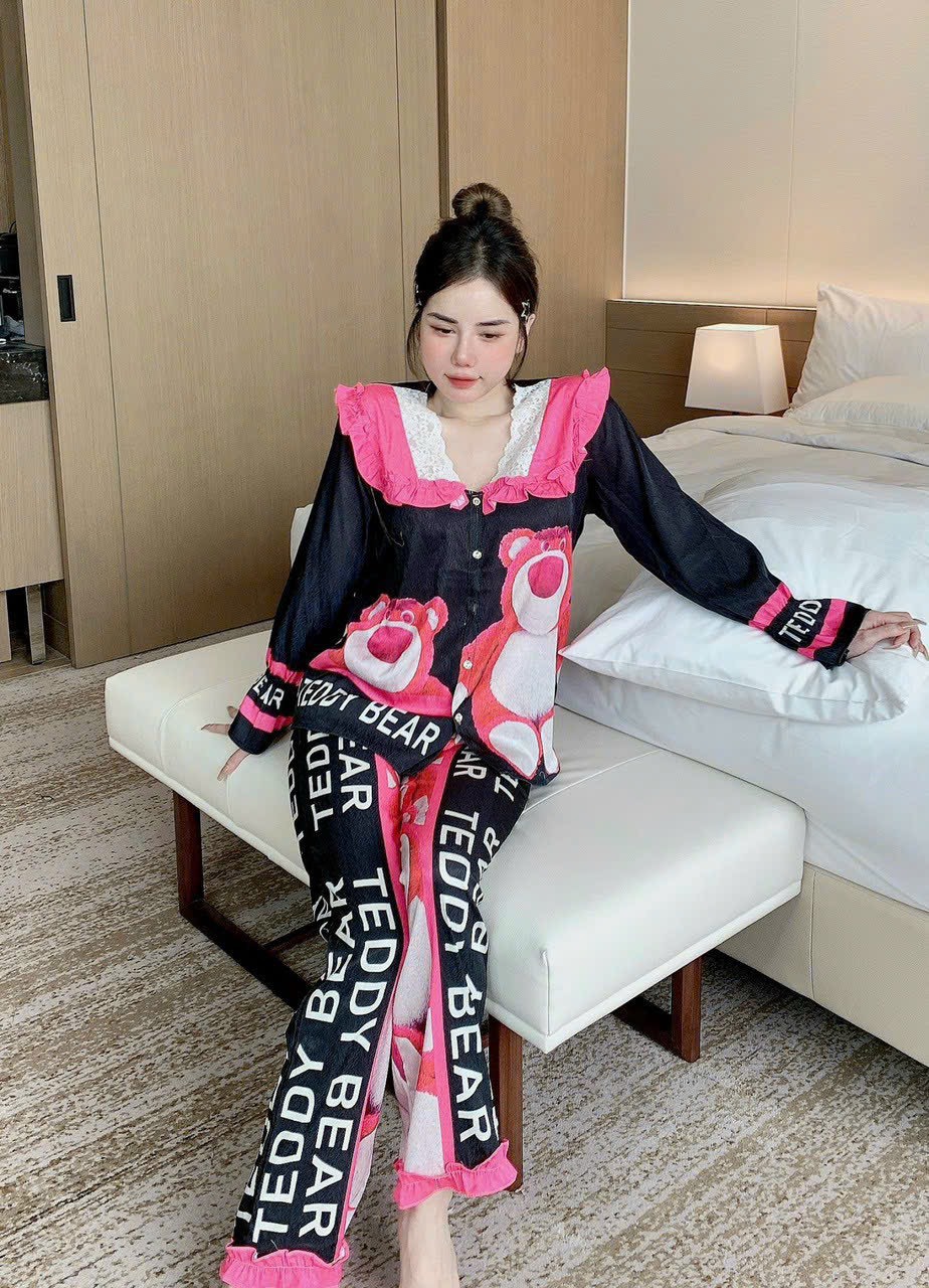 Đồ bộ mặc nhà Pijama chất lụa xước ánh kim cao cấp