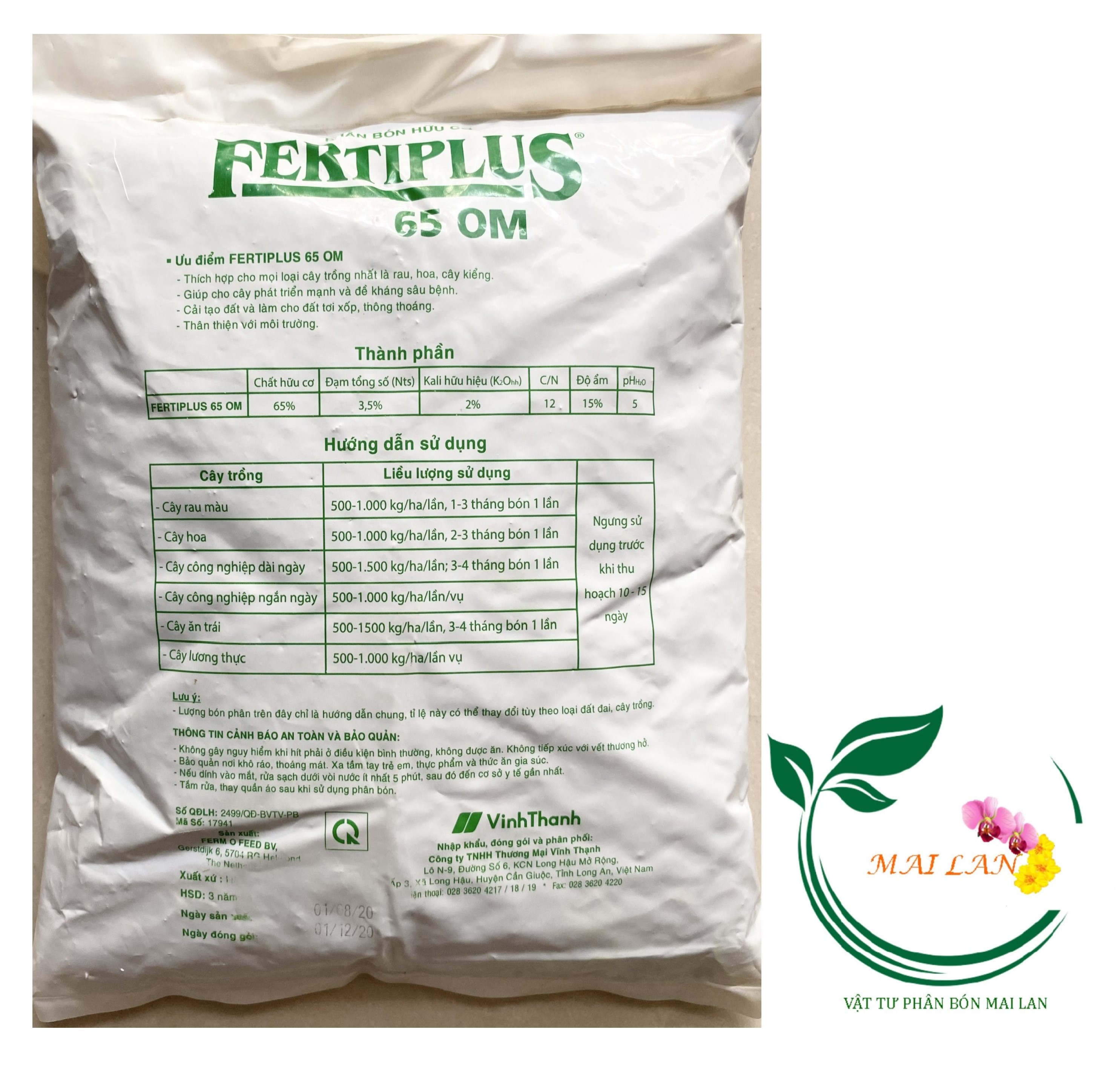FertiPlus 65 OM Phân Bón Hữu Cơ Hà Lan - #182A# 1kg
