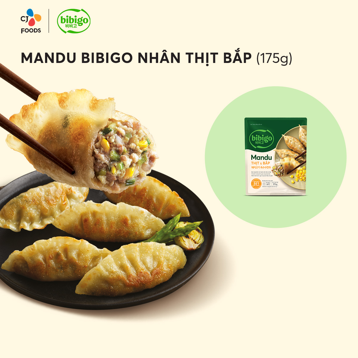 [Hcm-Hn] Mandu Bibigo Dumpling 175g (Meat Filling/Tilapia Meat Filling/Seafood Filling)