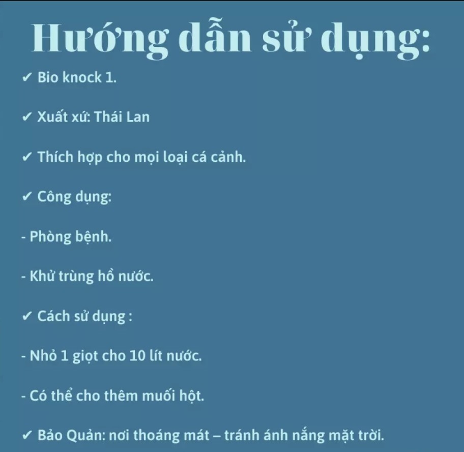 Bio knock số 1 2 3 4 : hỗ trợ cá cảnh