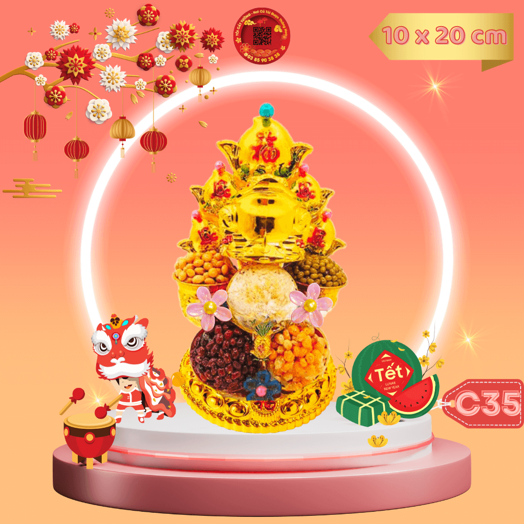 Tháp Tỏi Ông Địa Ngũ Sắc Cóc Đào Tiên - TỎI CÁT TƯỜNG