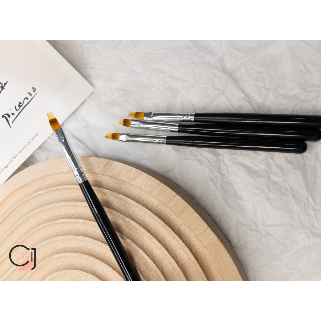 {CJ Nails Store} Cọ loang cán gỗ loại thường