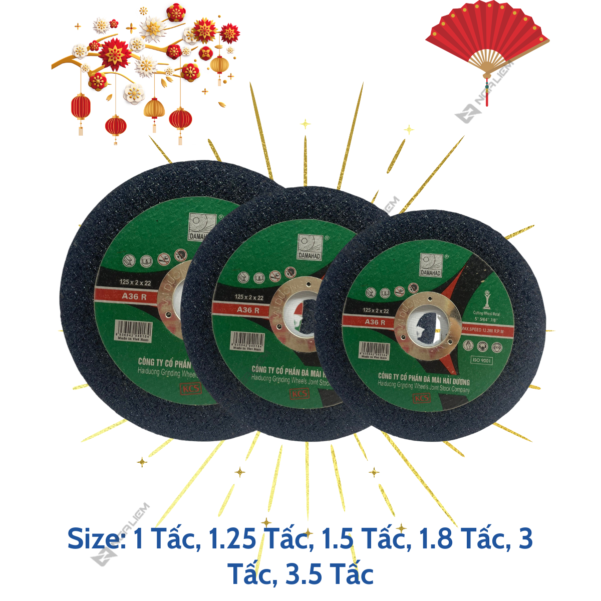 Đá Cắt Sắt Inox Đen Loại 1 Hải Dương (1 Tấc, 1.25 Tấc, 1.5 Tấc, 1.8 Tấc, 3 Tấc, 3.5 Tấc)