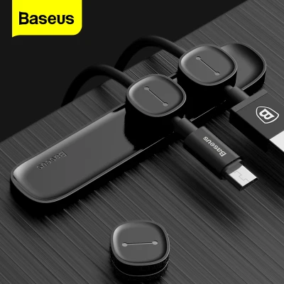 Baseus Magnetic Cable Organiser USB Cable Management Winder Clip Desktop Workstation Wire Cord Protector Cable Organizer Holder For iPhone