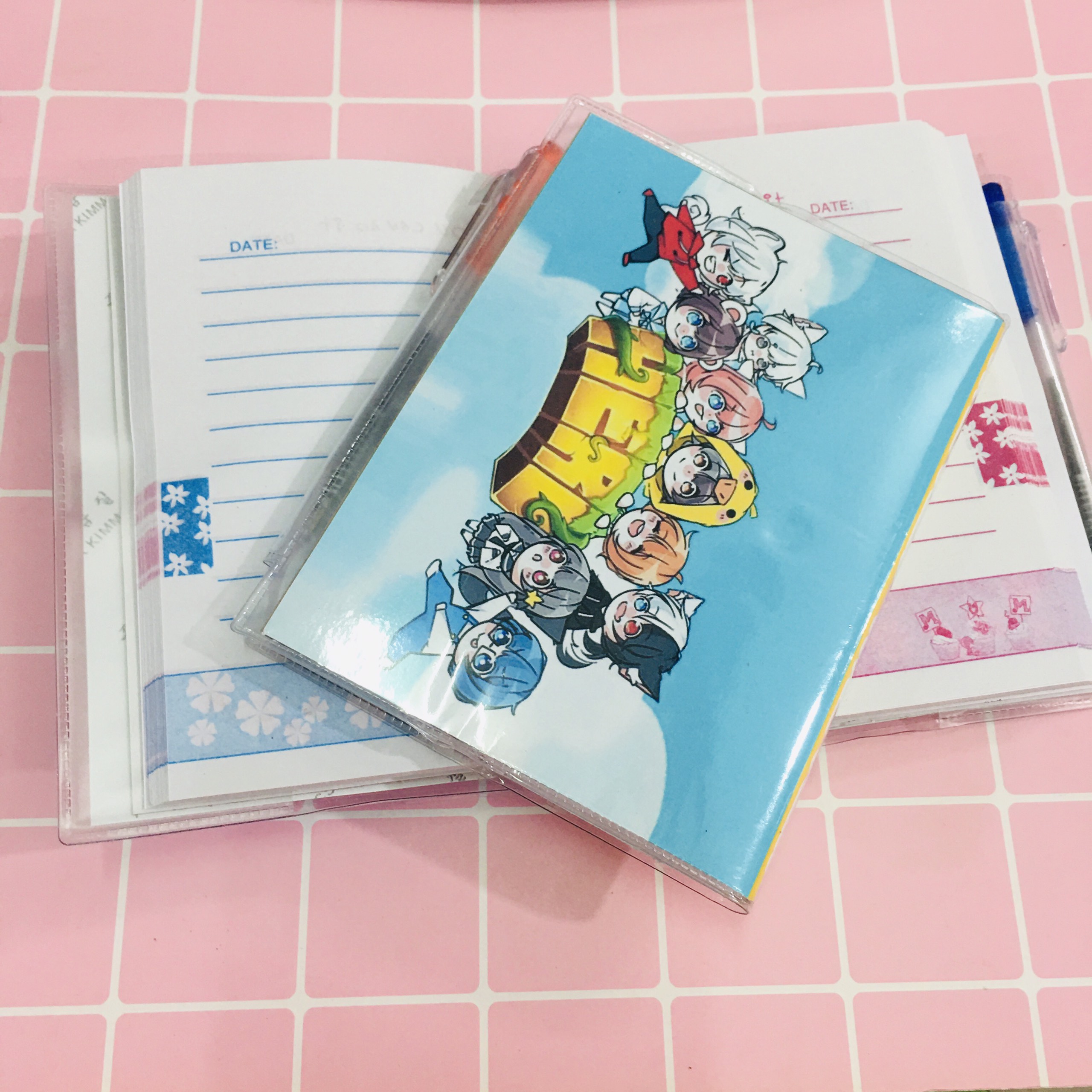 Sổ tay nhỏ kèm bút HERO TEAM Họa Tiết Hoạt Hình Dễ Thương, Xinh Xắn, Nhỏ Gọn, Dễ Dàng Ghi Chú